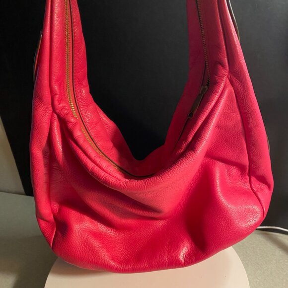 Ralph Lauren Pebbled Leather Shoulder Bag - Hot Pink - Brass Hardware - Picture 7 of 15